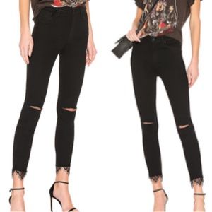 Mother Swooner Dagger Ankle Fray Denim